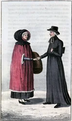 fransk kanadisk dame, jeune francaise canadienne; i "Reiser gjennom Canada og Nord-Amerikas forente stater 1806-1808", av John Lambert, red. London