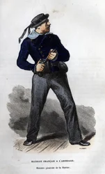 French sailor ready for collision. in “” Histoire générale de la marine”” by Van Tenac