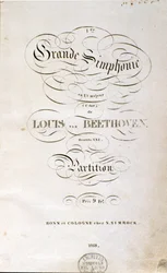 Frontispice av den første tyske utgaven av partituret til Symphony n. 1 i C-dur av den tyske komponisten Ludwig van Beethoven (1770-1827) (1799-1800). Bonn