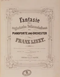 Frontispice av partituret "" Fantasy for piano and orchestra "" av Franz Liszt (1811-1886) Bologna fra 1800-tallet, civico museo musicale