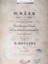 Frontispice av musikalsk partitur av Moses i Egypt av Gioacchino Rossini