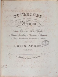 Frontispice av musikalsk partitur av ouverture av Alruna av Louis Spohr