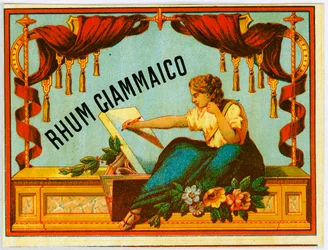 Giammaico rom alkoholreklame (kromolitografi sent på 1800-tallet)