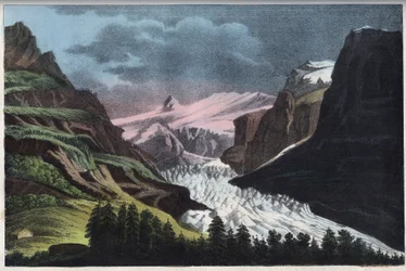 Grindelwaldbreen i Sveits på 1800-tallet - stikk fra «Usi e Costumi di Tutti i Popoli dell