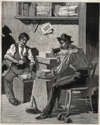 Gullvisper. Gravering fra 1885 i "" Les arts et metiers illustres"" av Adolphe BITARD.