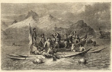 Harp Seal Hunt - Seal Hunt in Greenland - Engraving from “” The Illustrous Universe”” 1866