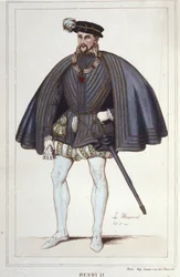 Henry II, konge av Frankrike (1519 - 1559) gravering fra 1830
