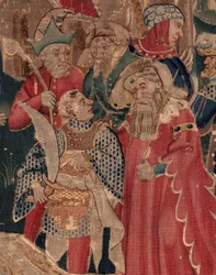 Historien om Saint Piat og Saint Eleuthère, scene 12: Oppstandelsen til tribunens datter Detalj.