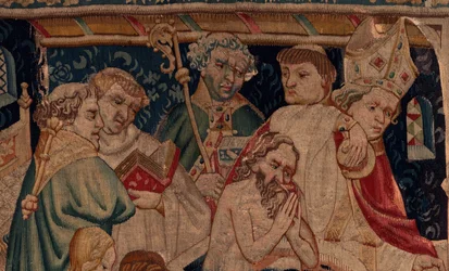 Historien om Saint Piat og Saint Eleuthère, Scene 7 dåp av de eksilkristne, Detalj. Dåpen.