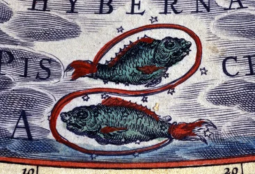 Horoskop: dyrekretsens tegn, Fiskene. 1500-talls gravering.
