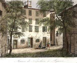Napoleons hus i Ajaccio - Fargegravering fra 1800-tallet