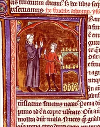 Hvordan lagre pærer Miniatyr fra manuskriptet "Speculum historiale"" (Le Mirror historial) av Vincent de Beauvais (1184/94-1264) Laon fra 1200-tallet, kommunalt bibliotek