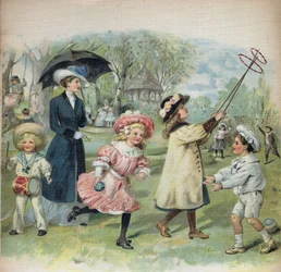 Illustrasjon i «Ginette og Raymonds dag», tidlig på 1900-tallet.