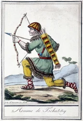 Illustrasjon av en russisk jeger (Tschutsky) på 1800-tallet.