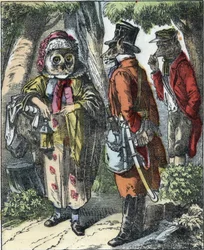 Illustrasjon av fortellingen "Good Mom Sheep"". I "" Fortellinger fra hjemmet for de minste"". Anonym gravering fra 1800-tallet.
