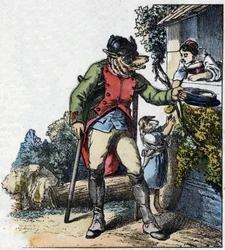 Illustrasjon av fortellingen "Good Mom Sheep"". I "" Fortellinger fra hjemmet for de minste"". Anonym gravering fra 1800-tallet.