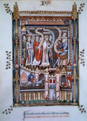 I sentrum av Saint Denis, vendt mot guvernør Fescennius, anklaget av keiser Diocletian for å henrette Saint Denis, en kristen som kom for å evangelisere Paris, ble han ledsaget av Eleuthere, presten, og Rustique, diakonen, også martyrer mellom 250 år.