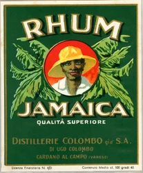 Jamaica rom alkoholreklame (kromolitografi, slutten av 1800-tallet)