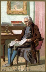James Watt (1736 -1819) på kontoret sitt. 1800-talls kromolitografi.