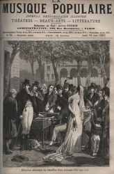 Jean Elleviou, fransk sanger, komiker og librettist (1769-1842) sang til fordel for en blind mann i 1801 på Champs-Elysees - gravering i "La musique populaire"" uketidsskrift berømt - 1882