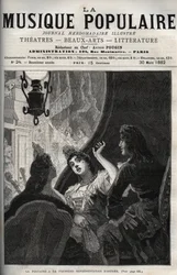 Jean de La Fontaine (Lafontaine) at the premiere performance of the opera “” Astree”” by Pascal Collasse (Colasse) (1649-1709) - engraving in “La musique populaire”” weekly illustrious newspaper - 1882