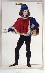 Johannes II av Valois, hertug av Alençon (1409-1476). Kommander den kongelige hæren akkompagnert av Jeanne d