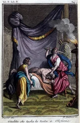 Judith hogger av Holofernes hode.