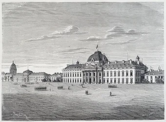 The Military School of the Invalides sett fra Champ de Mars - gravering, ca. 1830