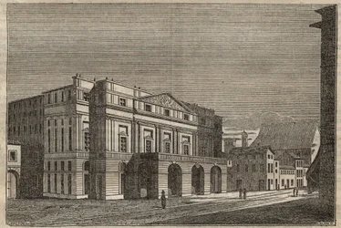 La Scala i Milano - Utsikt over teateret til La Scala i Milano, Italia - (Teatro alla Scala Milan) - 1837