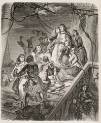 La galère de Saint Louis - i "" Historie om paver, konger, dronninger, keisere, gjennom århundrene"" av Maurice Lachatre 1857