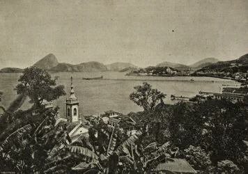 Lapa-stranden, Rio de Janeiro, Brasil, gravering fra fotografi av Vittorio Boron fra L#39;Illustrazione Italiana, år XXI, nr. 14, 8. april