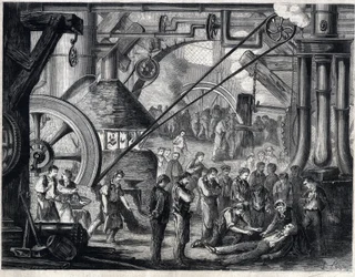 Siste scene av stykket "Les dramas du cabaret" av Dumanoir og Adolphe Dennery (d