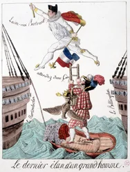 Den siste streken til en stor mann: karikatur av Napoleon og general Bertrand - i "" Napoleon 1er, karikaturer, dummysamling", Paris