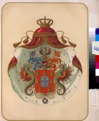 Våpenskjoldet til frimurernes storloge i Mecklenburg (Tyskland). Provinsiell storloge grunnlagt i 1819. Det russiske statsbiblioteket, Moskva.