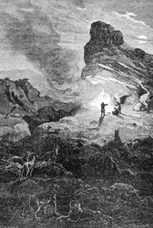 Livet i paleolitikum. 1800-talls gravering.
