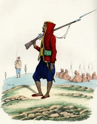 Lett infanteri av Emir Abd-el-Kader, motstand fra den franske hæren i Afrika under Alger-ekspedisjonen i 1830. I”” Storia d