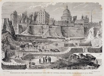 Plasseringen av det gallo-romerske sirkuset som dateres tilbake til det 3. århundre før den kristne æra, oppdaget i 1870, under boringen av Rue Monge