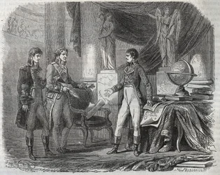Lord Cornwallis (1738-1805) forhandlet frem Amiens-traktaten (1802) med Napoleon Bonaparte (1769-1821) - freden i Amiens, Frankrike - Traktat undertegnet mars 1802 som avsluttet revolusjonskrigene