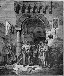 Makaroni-pastaforhandler i Napoli på 1800-tallet.