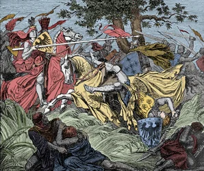 Manfred Killed in Battle - Battle of the Benevent (26. februar 1266): døden til Manfred I (av Hohenstaufen)
