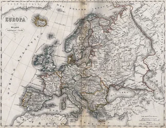 Map of Europe. Second half of the 19th century. Italian Atlas. Stabilimento Civelli. Milan.