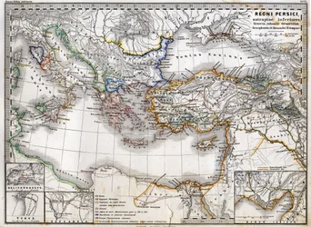 Kart over Perserriket under Aleksander den stores regjeringstid. Atlas fra 1865.