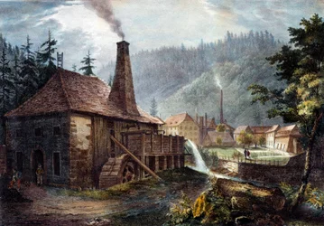 Metallurgi: Utsikt over Framonts smier. Litografi rundt 1850. Nancy, historisk museum Lorraine