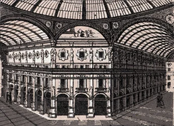 Milano, Italia: utsikt over galleriet Victor Emmanuel (Victor Emmanuel Arcade). i "" Verden illustrerer 168 visninger"" Udatert (slutten av 1800-tallet)
