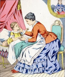 Mamma synger en vuggevise til barnet sitt for å sove.