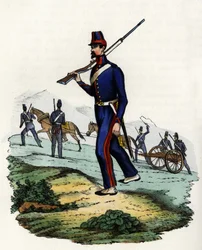 Mountain artillery battalion of the French army of Africa in Algeria in 1830. In “” Storia d