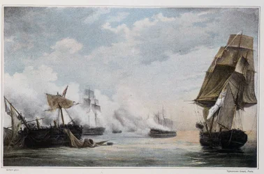 Sjøslag mellom det franske skipet «Formidable» og de engelske skipene, «Cesar», «Spencer», «Venerable» og fregatten «Thames» før Cadiz 13. juli
