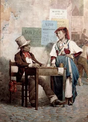 Gammel mann: den offentlige forfatteren i Roma. 1800-talls akvarell Roma, Museo del Folklore