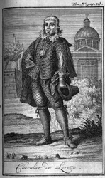 Ridderordener. Chevalier de Lorette i Frankrike på 1500-tallet. I "" Historien om militære ordrer eller riddere, om sikre og rutinemessige militser av begge kjønn, som har blitt etablert så langt. Utgave hentet fra Abbe Giustiniani, R.P.Bonani, M. Her