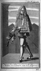 Ridderordener. Novice of the Holy Spirit (Order of the Holy Spirit) i Frankrike på 1500-tallet. I "" Historien om militære ordrer eller riddere, om sikre og rutinemessige militser av begge kjønn, som har blitt etablert så langt. Utgave hentet fra